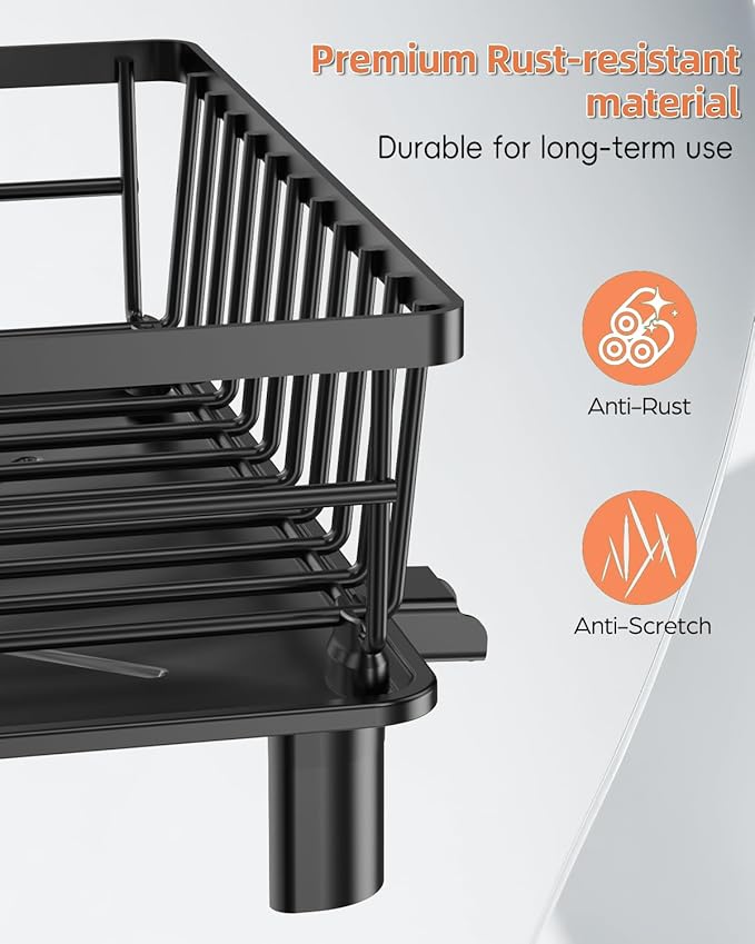 Dish Drying Rack for Kitchen Counter, Stainless Steel Drainer Anti Rust - Image 2