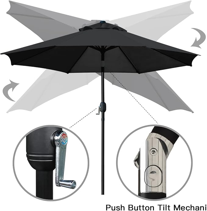 Sunnyglade 9' Patio Umbrella Outdoor Table Umbrella with 8 Sturdy Ribs - Image 3