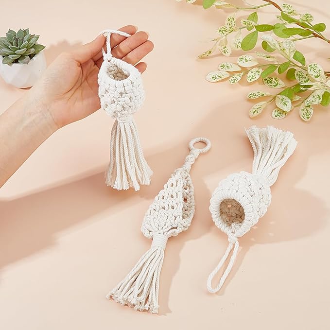 SUPERFINDINGS 3Pcs 3 Styles Macrame Wall Hanging Boho Decor Cotton Wall Hanging - Image 3