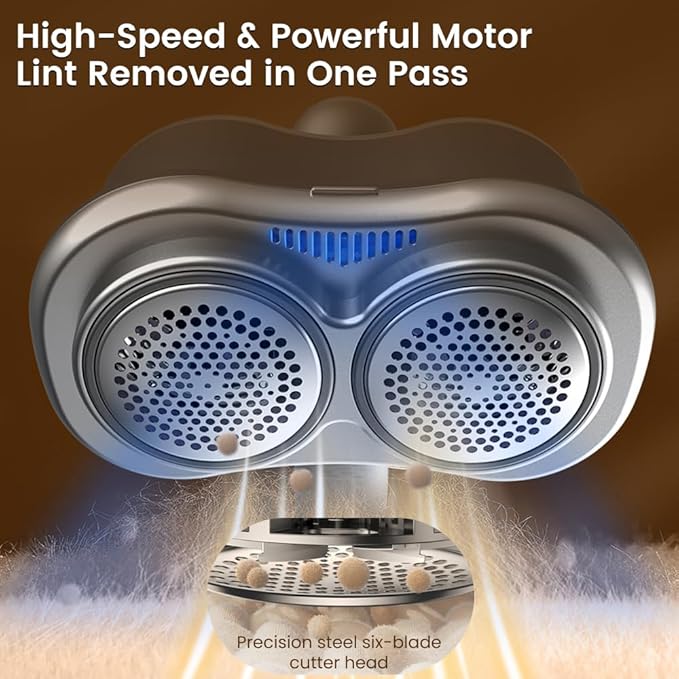 HomeBeyond Dual-Head Fabric Shaver, Electric Lint Remover, Rechargeable Lint - Image 5