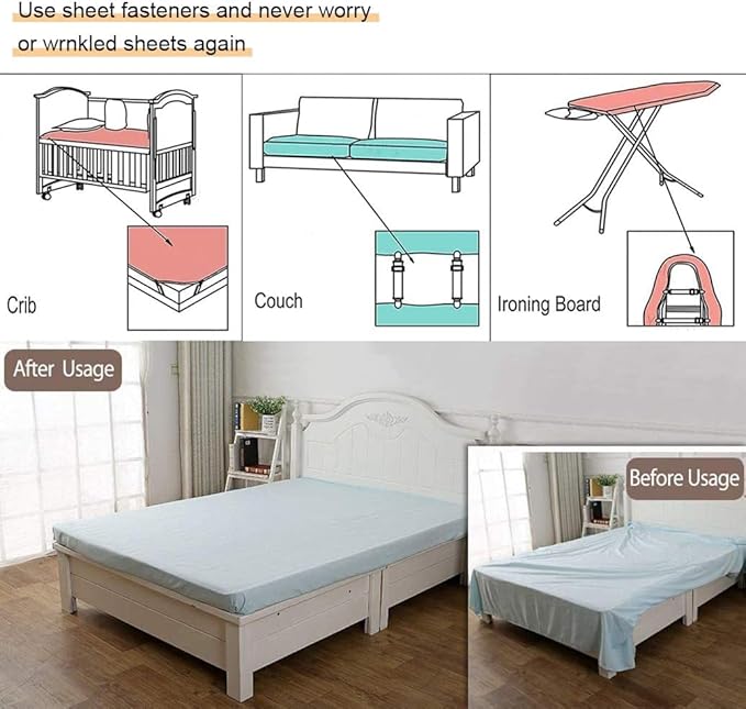 4Pcs Adjustable Bed Sheet Straps Clips, Elastic Mattress Sheet Fasteners Holder - Image 3
