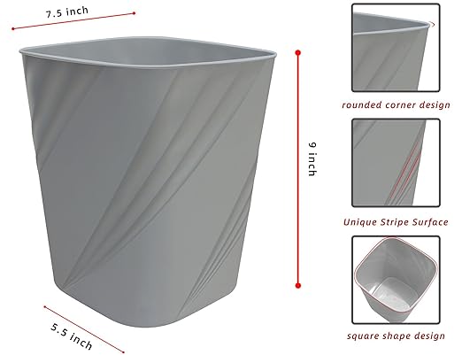 DAJITRE Small Plastic Trash Can Wastebasket Recycling Bin - Image 6