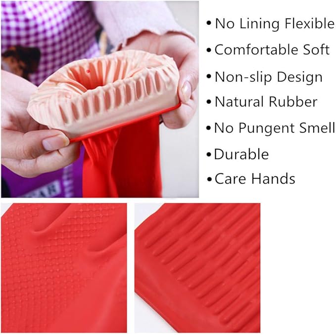 Rubber Cleaning Gloves Kitchen Dishwashing Glove 6-Pairs, Waterproof Reuseable. - Image 3