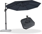 PURPLE LEAF 10 Feet Patio Umbrella with Base Outdoor Cantilever Round Umbrella Aluminum Offset Umbrella with 360-degree Rotation for Garden Deck Pool Patio, Grey by PURPLELEAF
