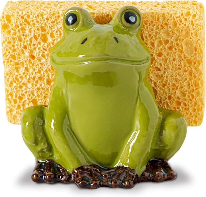 Frog Sponge Holder for Kitchen Sink Cute Kitchen Sponge Holder Ceramic Kitchen by dgudgu
