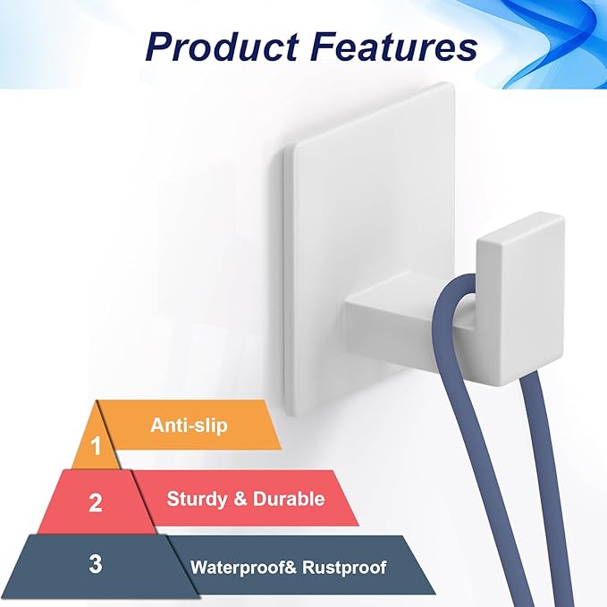 Adhesive Shower Hooks, Towel Hooks - Image 7