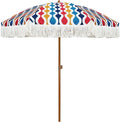 AMMSUN 7ft Patio Umbrella with Fringe Outdoor Tassel Umbrella UPF50+ Premium Steel Pole and Ribs Push Button Tilt, Wave Colorful by AMMSUN