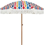AMMSUN 7ft Patio Umbrella with Fringe Outdoor Tassel Umbrella UPF50+ Premium Steel Pole and Ribs Push Button Tilt, Wave Colorful by AMMSUN
