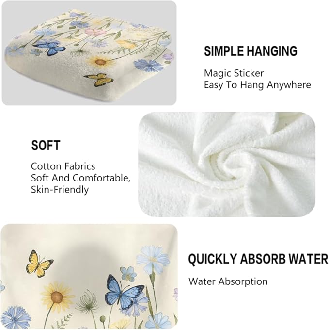 Watercolor Floral Hand Towels, 2 Packs 28.7X 13.7 Inch Spring Summer Bathroom - Image 3