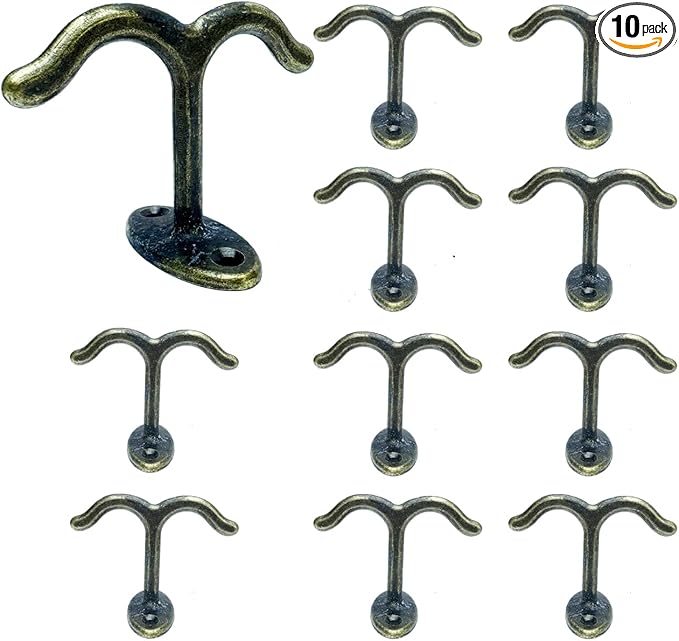 10 Pcs Zinc Alloy Ceiling Double Hook Cabinet Wardrobe Coat Towel Hat Hook by FanSiVoKe