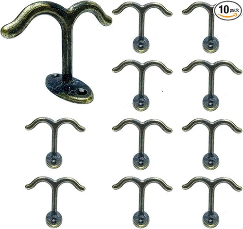 10 Pcs Zinc Alloy Ceiling Double Hook Cabinet Wardrobe Coat Towel Hat Hook by FanSiVoKe