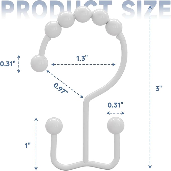 Titanker Shower Curtain Hooks Rings, Rust Resistant Metal Double Glide Shower - Image 7