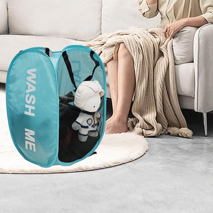2Pack Mesh Pop Up Laundry Hamper, Foldable Laundry Basket - Image 3
