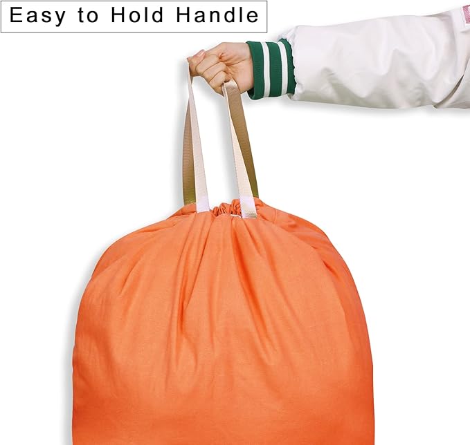 Cotton Canvas Laundry Bag with Handles & Drawstring Straps, Heavy Duty Extra - Image 2