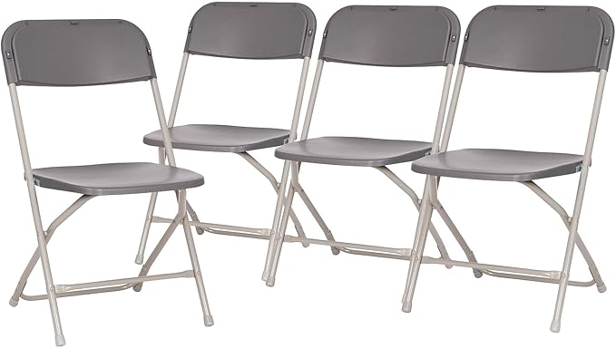 Flash Furniture Hercules Big and Tall Commercial Folding Chair - Extra Wide 650LB. Capacity - Durable Plastic - Gray, 4-Pack - Image 9