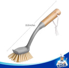 MR.SIGA Dish Brush with Long Bamboo Handle Built-in Scraper, Scrub Brush - Image 7