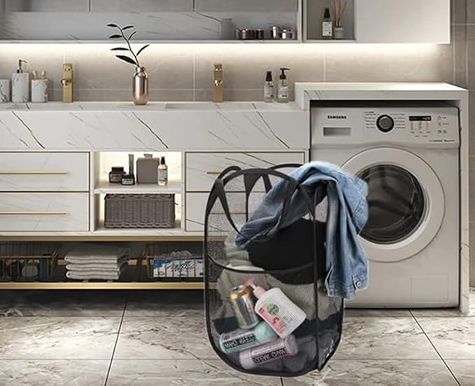 Pop Up Laundry Hampers, Collapsible Mesh Laundry Baskets - Image 7