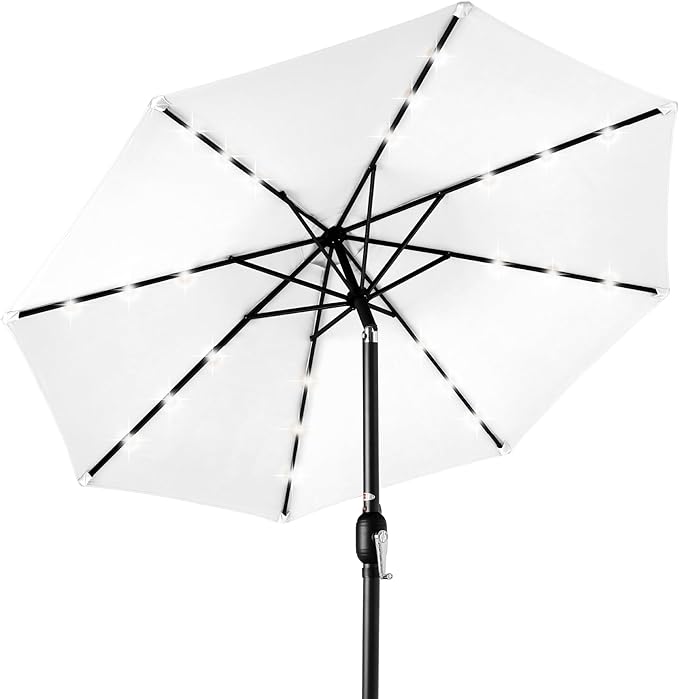 Best Choice Products 10ft Solar Polyester LED Lighted Patio Umbrella w/Tilt Adjustment and UV-Resistant Fabric by BestChoiceProducts