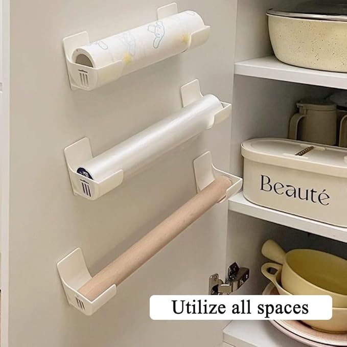 4 Pcs No Punching Trash Bag Dispenser Plastic Bag Holder, Wall Mounted Plastic - Image 7