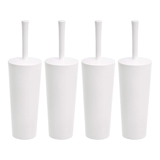 Amazon Basics Toilet Brush and Holder Set, Heavy-Duty Bristle Scrub Brushes by AmazonBasics