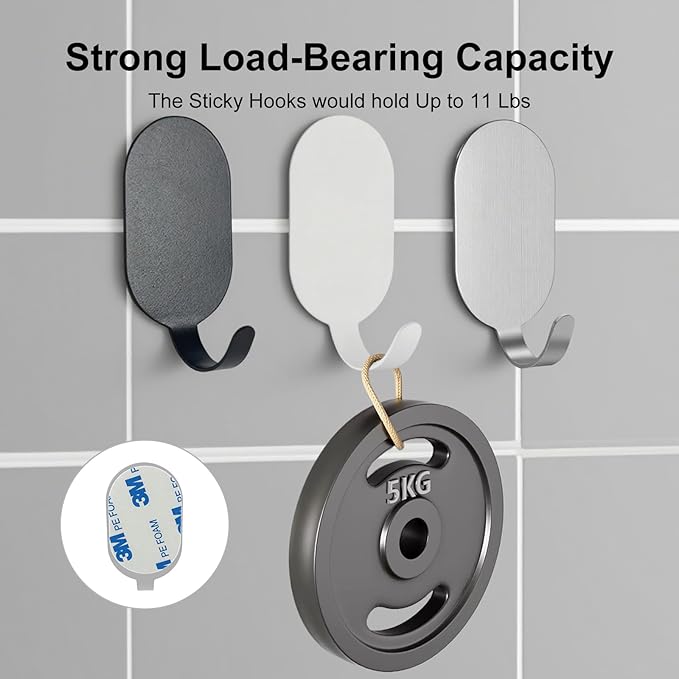 Stainless Steel Hooks, Drill Free No Damage, 11 Lbs Capacity - Image 6