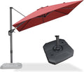 PURPLE LEAF 9 Feet Square Cantilever Umbrella Patio Umbrella with Base Outdoor Umbrella Aluminum Offset with 360-degree Rotation for Garden Deck Pool Patio Terra by PURPLELEAF