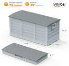VINGLI 75 Gallon Collapsible Outdoor Storage Box, Simple-to-assemble Plastic Storage Containers with Lid, Patio Deck Box Furniture for Garden, Pool, Balcony, Yard (Grey) - Image 4