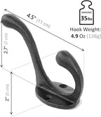 Ambipolar 5 Pack Decorative Cast Iron Heavy Duty Double Hooks, Wall Mounted - Image 3