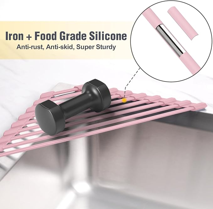 Tomorotec Compact Silicone-Coated Triangle Dish Drying Rack - Image 3