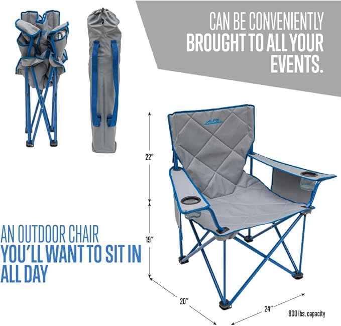 ALPS Mountaineering King Kong Camping Chairs for Adults with Mesh Cup Holders and Pockets, Built Durable and Reliable with Compact Foldable Steel Frame - Image 2