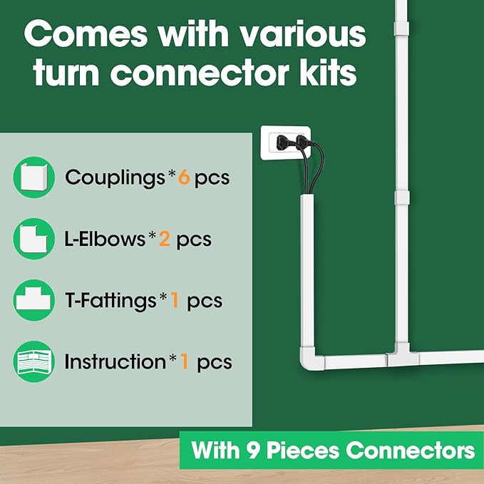 AZEN Cord Hider Kit, 110in Cord Covers - Image 4