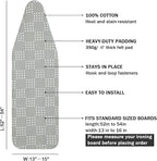 Ironing Board Cover and Pad Standard Size 15 x 54, 3 Pairs of Hook and Loop - Image 2