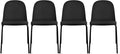 2xhome Modern Stackable Armless Dining Chair | Plastic Shell Seat with Metal Legs | Indoor or Outdoor Use | Home Kitchen Patio (4, Black, Padded Seat) by 2xhome