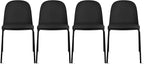 2xhome Modern Stackable Armless Dining Chair | Plastic Shell Seat with Metal Legs | Indoor or Outdoor Use | Home Kitchen Patio (4, Black, Padded Seat) by 2xhome