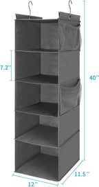 MAX Houser 5 Shelf Hanging Closet Organizer, Space Saver, Cloth Hanging Shelves - Image 3