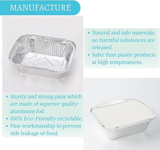 1 Lb Small Aluminum Pans with Lids Tin Foil Pans Disposable Cookware- Cardboard - Image 5