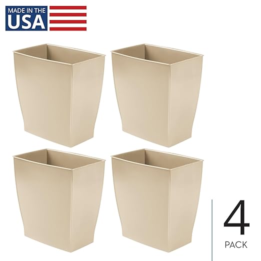 iDesign Small Plastic Bathroom Trash Can, Slim Rectangle Garbage Bin - Image 2
