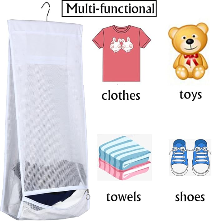 Jelier Hanging Mesh Laundry Basket, Collapsible Fabric Laundry Hamper - Image 4