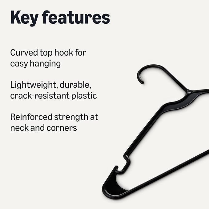 Amazon Basics Space Saving Plastic Clothes Hangers, Sturdy Closet Organizer - Image 2