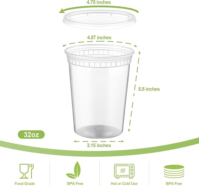 AOZITA 40 Sets 32 oz Plastic Deli Food Containers - Image 2
