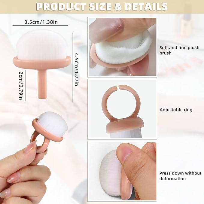 4Packs Nail Dust Cleaning Brush Ring, Soft Brushes - Image 2