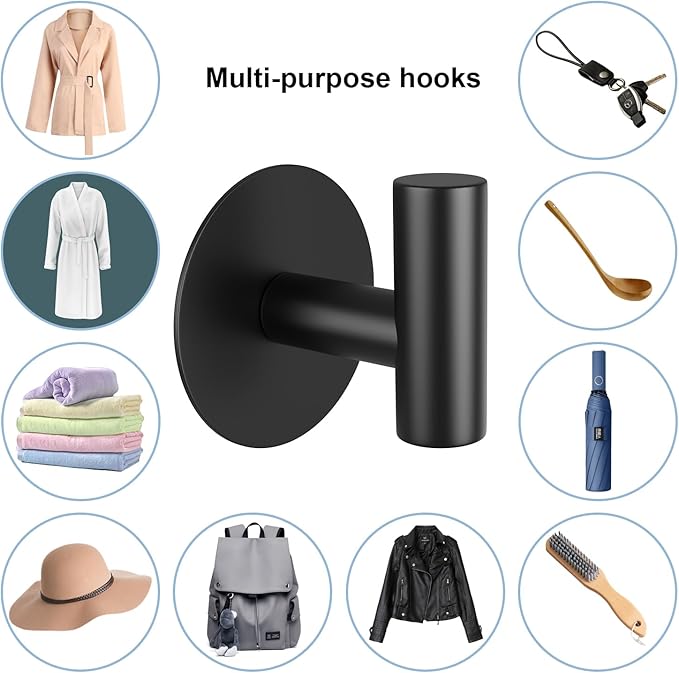 Self-Adhesive Coat Hooks, Stainless Steel Heavy Duty Wall Hooks, Towel Hooks - Image 8