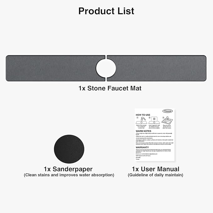 30" x 4" Stone Faucet Mat for Kitchen Sink, Quick Drying Diatomite Sink Tray - Image 7