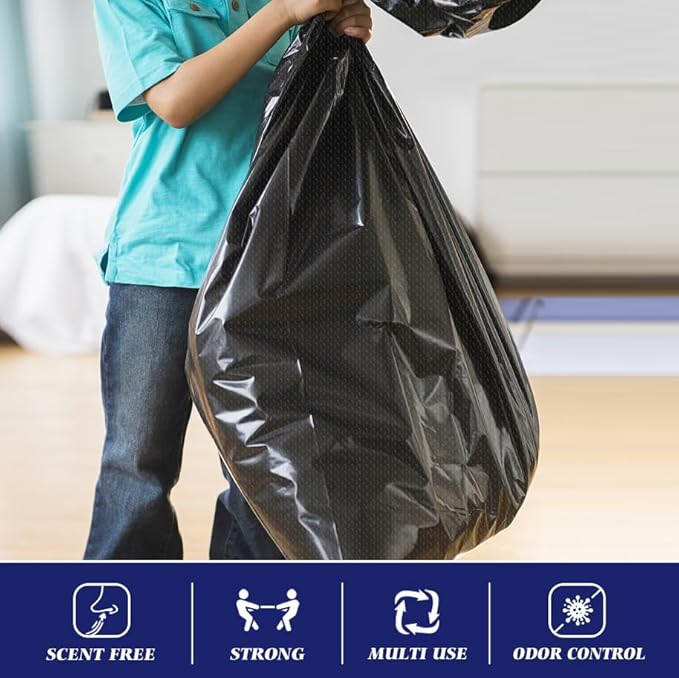 30-33 Gallon 100 Counts Large Trash Bags w/Ties Black Garbage Bags, Large Trash - Image 3