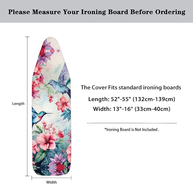 Hummingbird Flower Ironing Board Cover and Pad Standard Size Thick Non-Slip - Image 6