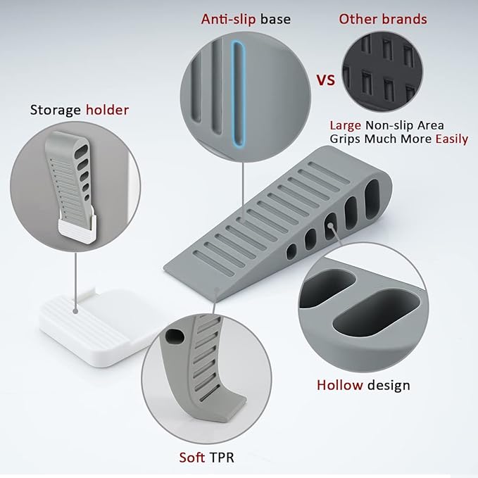 JQK Rubber Door Stopper Wedge, Wooden Floor, DSB61-GY-P3 - Image 5