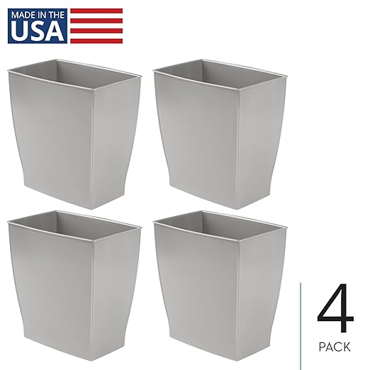 iDesign Small Plastic Bathroom Trash Can, Slim Rectangle Garbage Bin - Image 2