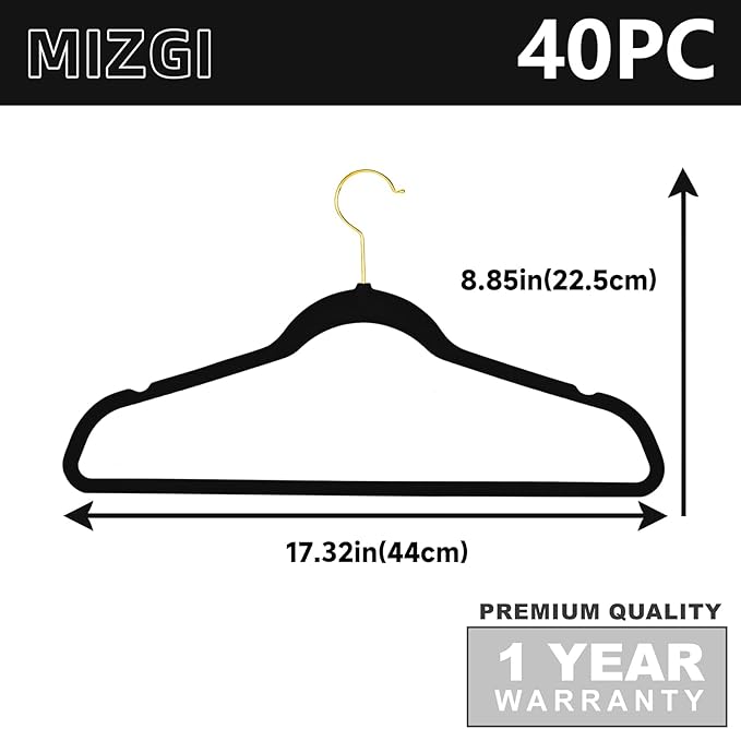 MIZGI Premium Velvet Hangers Pack 40 Pcs Heavy Duty - Image 6