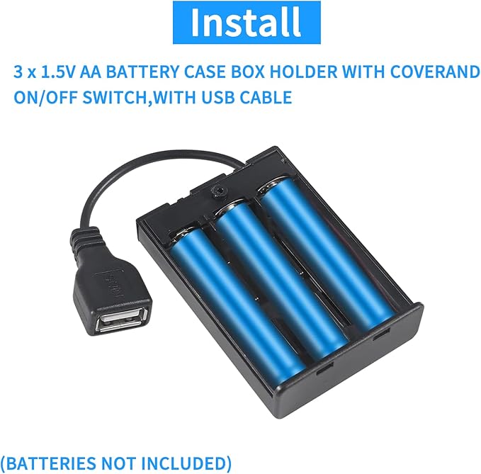 3PCS 3AA Battery Holder， USB Female Socket， 3x1.5V AA Battery Case Box Holder， - Image 4
