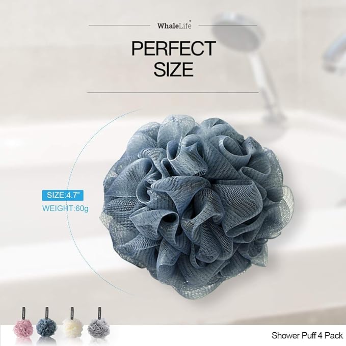 Loofah Sponge Bath Sponge for Women Men 4 Pack - Image 2